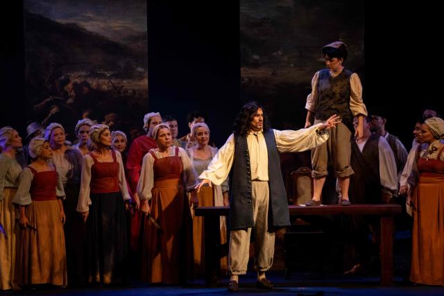 Performers stage the opera "Salvator Rosa" by Brazilian composer Carlos Gomes during the 27th Amazonas Opera Festival (FAO) at the Amazonas Theater in Manaus, Amazonas state, Brazil on May 15, 2026. Set in 17th-century Italy, the opera follows the painter and poet Salvator Rosa, who is caught up in political and romantic conflicts. (Photo by MICHAEL DANTAS / AFP)