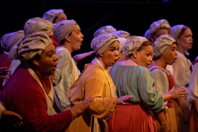 Performers stage the opera "Salvator Rosa" by Brazilian composer Carlos Gomes during the 27th Amazonas Opera Festival (FAO) at the Amazonas Theater in Manaus, Amazonas state, Brazil on May 15, 2026. Set in 17th-century Italy, the opera follows the painter and poet Salvator Rosa, who is caught up in political and romantic conflicts. (Photo by MICHAEL DANTAS / AFP)