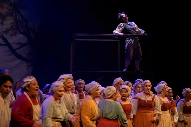 Performers stage the opera "Salvator Rosa" by Brazilian composer Carlos Gomes during the 27th Amazonas Opera Festival (FAO) at the Amazonas Theater in Manaus, Amazonas state, Brazil on May 15, 2026. Set in 17th-century Italy, the opera follows the painter and poet Salvator Rosa, who is caught up in political and romantic conflicts. (Photo by MICHAEL DANTAS / AFP)