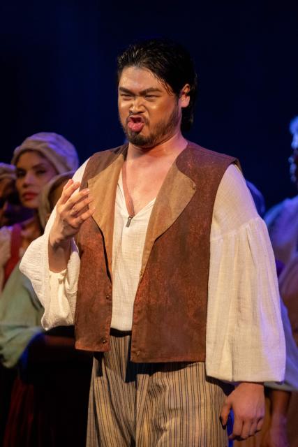 A performer stages the opera "Salvator Rosa" by Brazilian composer Carlos Gomes during the 27th Amazonas Opera Festival (FAO) at the Amazonas Theater in Manaus, Amazonas state, Brazil on May 15, 2026. Set in 17th-century Italy, the opera follows the painter and poet Salvator Rosa, who is caught up in political and romantic conflicts. (Photo by MICHAEL DANTAS / AFP)