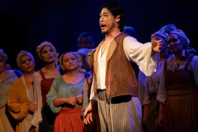 Performers stage the opera "Salvator Rosa" by Brazilian composer Carlos Gomes during the 27th Amazonas Opera Festival (FAO) at the Amazonas Theater in Manaus, Amazonas state, Brazil on May 15, 2026. Set in 17th-century Italy, the opera follows the painter and poet Salvator Rosa, who is caught up in political and romantic conflicts. (Photo by MICHAEL DANTAS / AFP)