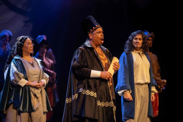 Performers stage the opera "Salvator Rosa" by Brazilian composer Carlos Gomes during the 27th Amazonas Opera Festival (FAO) at the Amazonas Theater in Manaus, Amazonas state, Brazil on May 15, 2026. Set in 17th-century Italy, the opera follows the painter and poet Salvator Rosa, who is caught up in political and romantic conflicts. (Photo by MICHAEL DANTAS / AFP)