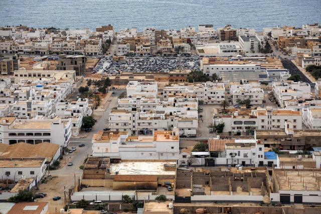 Rebuilt parts of Libya's eastern city of Derna are pictured on May 15, 2026, following reconstruction and reurbanisation efforts over two years after after extreme rainfall from the hurricane-strength Storm Daniel caused two dams to burst and cause flooding, killing thousands and razing entire neighbourhoods in the city. (Photo by Abdullah DOMA / AFP)