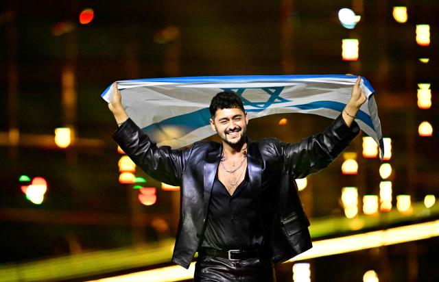 Israel's Noam Bettan arrives on stage for the dress rehearsal for the grand final of the Eurovision Song Contest 2026 (ESC) at Wiener Stadthalle in Vienna, Austria on May 16, 2026. (Photo by Tobias SCHWARZ / AFP)
