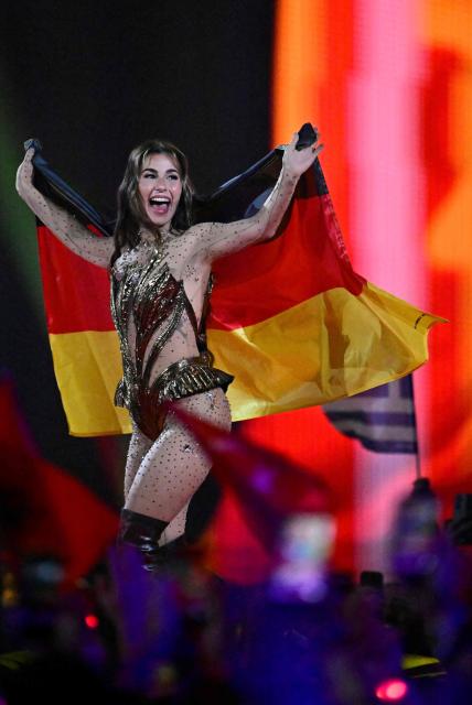 German singer Sarah Engels arrives for the dress rehearsal for the grand final of the Eurovision Song Contest 2026 (ESC) at Wiener Stadthalle in Vienna, Austria, on May 16, 2026. (Photo by Tobias SCHWARZ / AFP)