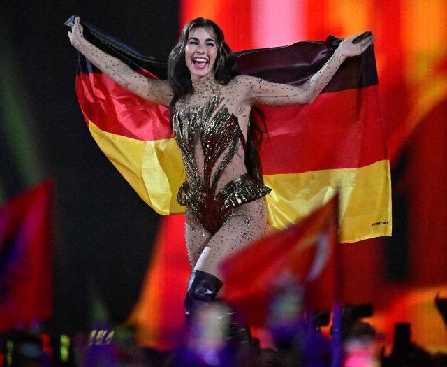 German singer Sarah Engels arrives for the dress rehearsal for the grand final of the Eurovision Song Contest 2026 (ESC) at Wiener Stadthalle in Vienna, Austria, on May 16, 2026. (Photo by Tobias SCHWARZ / AFP)