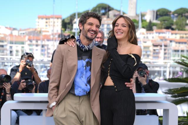 French-Canadian actor Niels Schneider and Canadian actress Monia Chokri pose during a photocall of the film "Si tu penses bien" at the 79th edition of the Cannes Film Festival in Cannes, southern France on May 16, 2026. (Photo by Olivier CHASSIGNOLE / AFP)