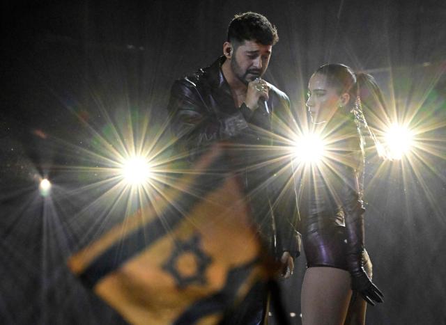 Israeli singer Noam Bettan, representing Israel with the song 'Michelle', performs during the dress rehearsal for the grand final of the Eurovision Song Contest 2026 (ESC) at Wiener Stadthalle in Vienna, Austria, on May 16, 2026. (Photo by Tobias SCHWARZ / AFP)