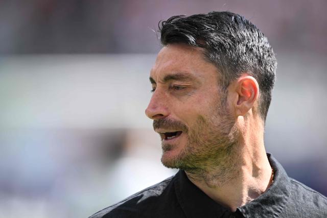 Frankfurt's Spanish head coach Albert Riera is pictured prior to the start of the German first division Bundesliga football match between Eintracht Frankfurt and VfB Stuttgart in Frankfurt am Main, western Germany, on May 16, 2026. (Photo by Kirill KUDRYAVTSEV / AFP) / DFL REGULATIONS PROHIBIT ANY USE OF PHOTOGRAPHS AS IMAGE SEQUENCES AND/OR QUASI-VIDEO