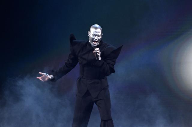 Lithuanian singer Lion Ceccah, representing Lithuania with the song 'Solo Quiero Mas', performs during a dress rehearsal for the grand final of the Eurovision Song Contest 2026 (ESC) at Wiener Stadthalle in Vienna, Austria, on May 16, 2026. (Photo by HELMUT FOHRINGER / APA / AFP) / Austria OUT