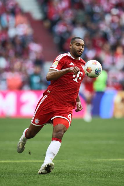 Bayern Munich's German defender #04 Jonathan Tah eyes the ball the ball during the German first division Bundesliga football match between FC Bayern Munich and FC Cologne in Munich, southern Germany, on May 16, 2026. (Photo by Alexandra BEIER / AFP) / DFL REGULATIONS PROHIBIT ANY USE OF PHOTOGRAPHS AS IMAGE SEQUENCES AND/OR QUASI-VIDEO