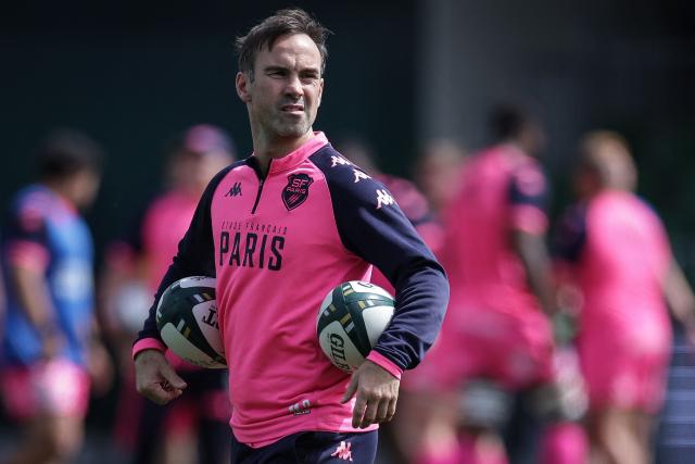 Stade Français' French head coach Morgan Parra looks on prior to the French Top 14 rugby union match between US Montauban and Stade Français at Stade Sapiac in Montauban, south-western France, on May 16, 2026. (Photo by Valentine CHAPUIS / AFP)