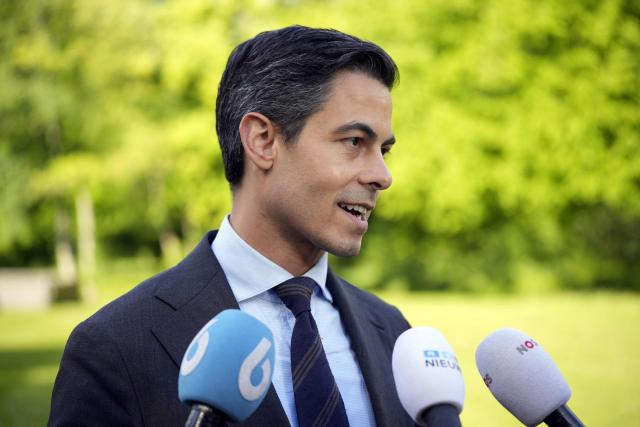 Dutch Prime Minister Rob Jetten answers journalists' questions after a meeting with Indian Prime Minister in the garden of the Catshuis during an official visit by India's Prime Minister to The Hague on May 16, 2026. (Photo by Lina Selg / AFP)
