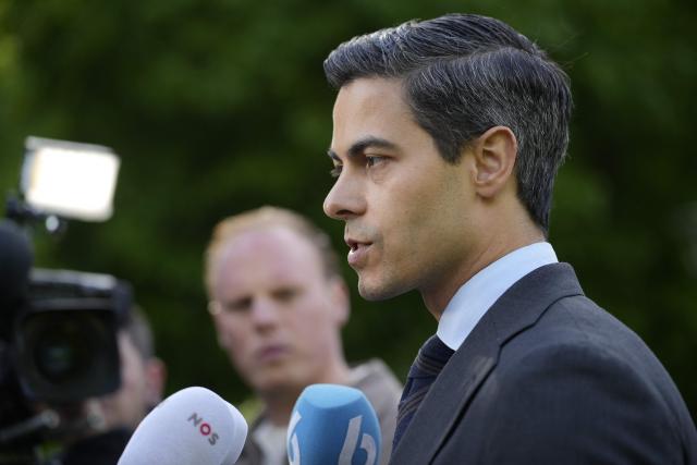 Dutch Prime Minister Rob Jetten answers journalists' questions after a meeting with Indian Prime Minister in the garden of the Catshuis during an official visit by India's Prime Minister to The Hague on May 16, 2026. (Photo by Lina Selg / AFP)