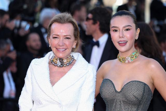 Swiss co-President of chopard Caroline Scheufele (L) and Talia Yan arrive for the screening of the film "El ser querido" (The Beloved) at the 79th edition of the Cannes Film Festival in Cannes, southern France on May 16, 2026. (Photo by Sameer AL-DOUMY / AFP)