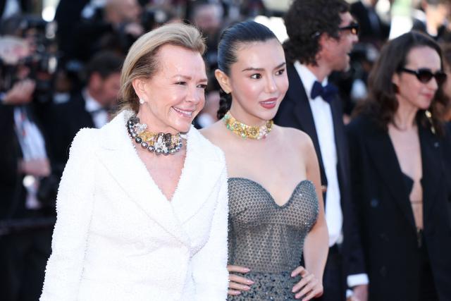 Swiss co-President of chopard Caroline Scheufele (L) and Talia Yan arrive for the screening of the film "El ser querido" (The Beloved) at the 79th edition of the Cannes Film Festival in Cannes, southern France on May 16, 2026. (Photo by Sameer AL-DOUMY / AFP)