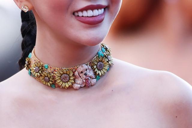Talia Yan wearing a Chopard necklace arrives for the screening of the film "El ser querido" (The Beloved) at the 79th edition of the Cannes Film Festival in Cannes, southern France on May 16, 2026. (Photo by Sameer AL-DOUMY / AFP)