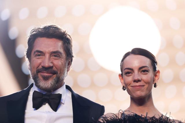 Spanish actor Javier Bardem and Spanish actress Victoria Luengo leave after the screening of the film "El ser querido" (The Beloved) at the 79th edition of the Cannes Film Festival in Cannes, southern France on May 16, 2026. (Photo by Sameer AL-DOUMY / AFP)