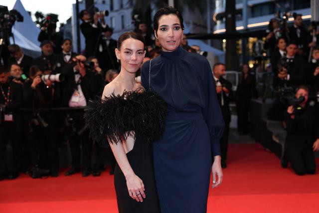 Spanish actress Victoria Luengo and Spanish screenwriter Isabel Pena leave after the screening of the film "El ser querido" (The Beloved) at the 79th edition of the Cannes Film Festival in Cannes, southern France on May 16, 2026. (Photo by Thibaud MORITZ / AFP)