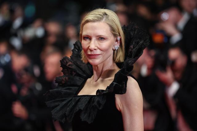 Australian US actress Cate Blanchett arrives for the screening of the film "Paper Tiger" at the 79th edition of the Cannes Film Festival in Cannes, southern France on May 16, 2026. (Photo by Valery HACHE / AFP)