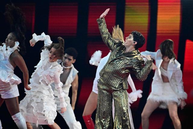 Austrian singer Johannes Pietsch aka JJ, winner of the 2025 Eurovision Song Contest (ESC) performs during the final of the Eurovision Song Contest 2026 (ESC) at Wiener Stadthalle in Vienna, Austria on May 16, 2026. (Photo by Tobias SCHWARZ / AFP)