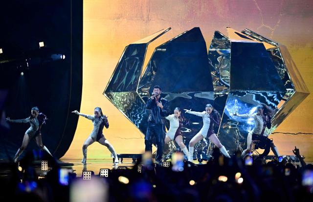Israeli singer Noam Bettan, representing Israel with the song 'Michelle', performs during the final of the Eurovision Song Contest 2026 (ESC) at Wiener Stadthalle in Vienna, Austria on May 16, 2026. (Photo by Tobias SCHWARZ / AFP)