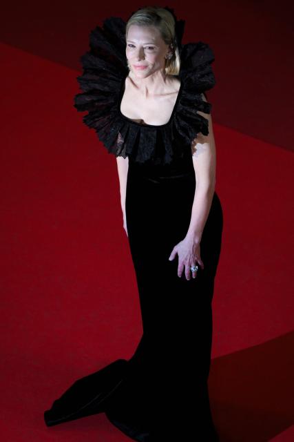 Australian US actress Cate Blanchett arrives for the screening of the film "Paper Tiger" at the 79th edition of the Cannes Film Festival in Cannes, southern France on May 16, 2026. (Photo by Olivier CHASSIGNOLE / AFP)