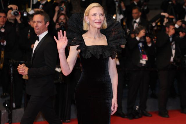 Australian US actress Cate Blanchett arrives for the screening of the film "Paper Tiger" at the 79th edition of the Cannes Film Festival in Cannes, southern France on May 16, 2026. (Photo by Thibaud MORITZ / AFP)