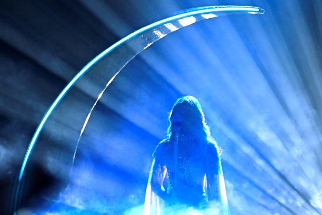 Australian singer Delta Goodrem, representing Australia with the song 'Eclipse', performs during the final of the Eurovision Song Contest 2026 (ESC) at Wiener Stadthalle in Vienna, Austria on May 16, 2026. (Photo by Tobias SCHWARZ / AFP)