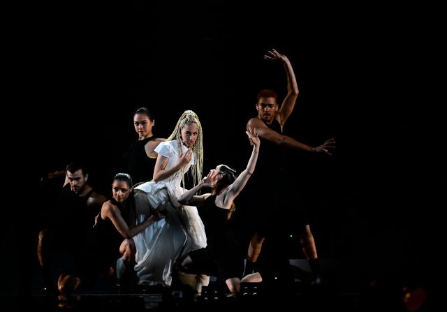 Monroe Vata Rigby, aka Monroe and representing France with the song 'Regarde !', performs during the final of the Eurovision Song Contest 2026 (ESC) at Wiener Stadthalle in Vienna, Austria on May 16, 2026. (Photo by Tobias SCHWARZ / AFP)