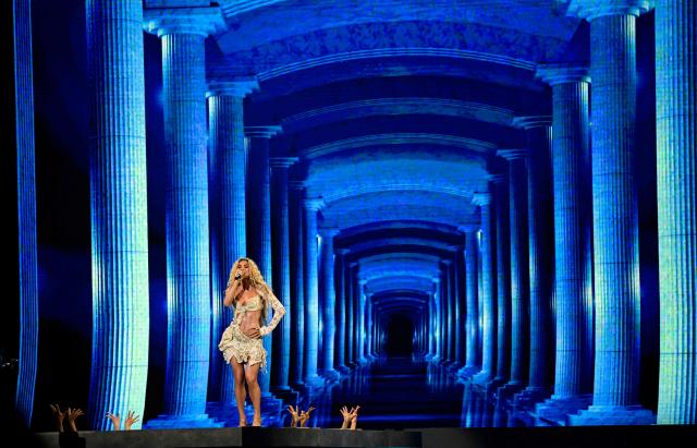 Cypriot singer Antigoni Buxton, aka Antigoni and representing Cyprus with the song 'Jalla',  performs during the final of the Eurovision Song Contest 2026 (ESC) at Wiener Stadthalle in Vienna, Austria on May 16, 2026. (Photo by Tobias SCHWARZ / AFP)