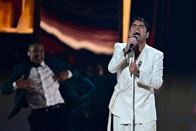Italian singer Sal Da Vinci, representing Italy with the song 'Per Sempre Si', performs during the final of the Eurovision Song Contest 2026 (ESC) at Wiener Stadthalle in Vienna, Austria on May 16, 2026. (Photo by Tobias SCHWARZ / AFP)