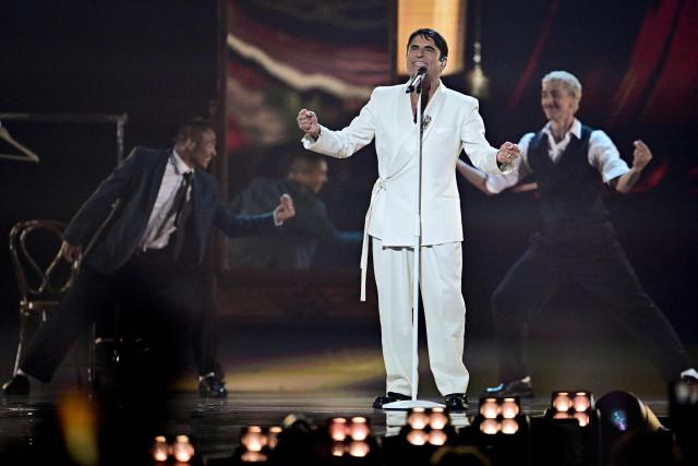 Italian singer Sal Da Vinci, representing Italy with the song 'Per Sempre Si', performs during the final of the Eurovision Song Contest 2026 (ESC) at Wiener Stadthalle in Vienna, Austria on May 16, 2026. (Photo by Tobias SCHWARZ / AFP)