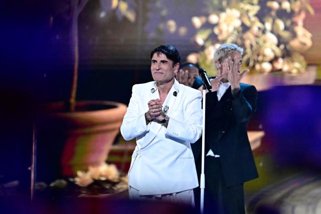 Italian singer Sal Da Vinci, representing Italy with the song 'Per Sempre Si', reacts after his performance during the final of the Eurovision Song Contest 2026 (ESC) at Wiener Stadthalle in Vienna, Austria on May 16, 2026. (Photo by Tobias SCHWARZ / AFP)