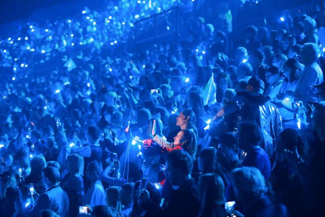 Spectators react during the final of the Eurovision Song Contest 2026 (ESC) at Wiener Stadthalle in Vienna, Austria on May 16, 2026. (Photo by Radek MICA / AFP)