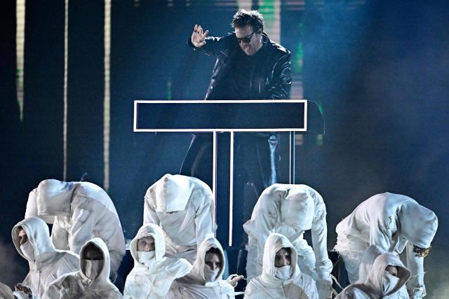 Austrian DJ Parov Stelar performs during the final of the Eurovision Song Contest 2026 (ESC) at Wiener Stadthalle in Vienna, Austria on May 16, 2026. (Photo by Tobias SCHWARZ / AFP)
