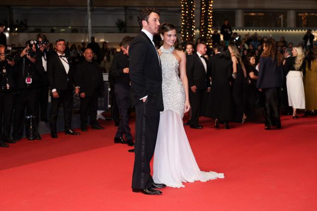 US actor Miles Teller and his wife US actress Keleigh Teller leave after the screening of the film "Paper Tiger" at the 79th edition of the Cannes Film Festival in Cannes, southern France on May 16, 2026. (Photo by Sameer AL-DOUMY / AFP)