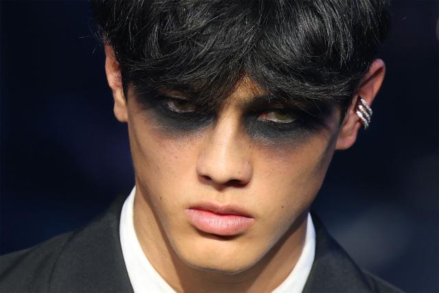 A model walks the runway during the Gucci Cruise 2027 collection fashion show at Times Square in New York on May 16, 2026. (Photo by ANGELA WEISS / AFP)