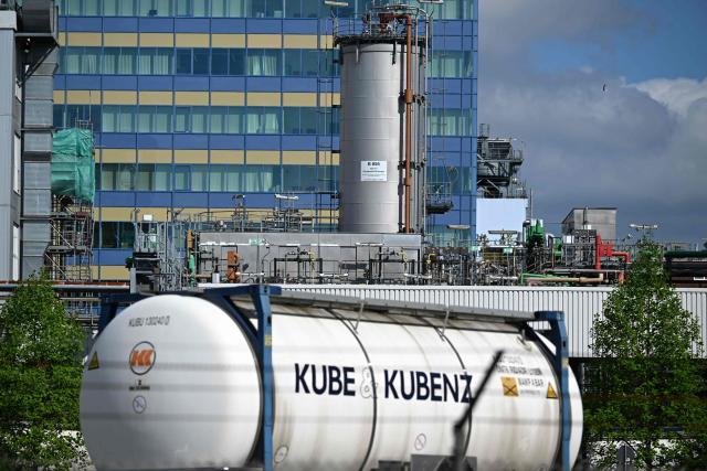 A general view of German chemical giant BASF in Ludwigshafen, western Germany, on April 20, 2026. Germany's industrial decline is taking a painful toll on communities that have long relied on local manufacturing titans for jobs, prosperity and a sense of a secure future. (Photo by Kirill KUDRYAVTSEV / AFP) / TO GO WITH AFP STORY BY SAM REEVES