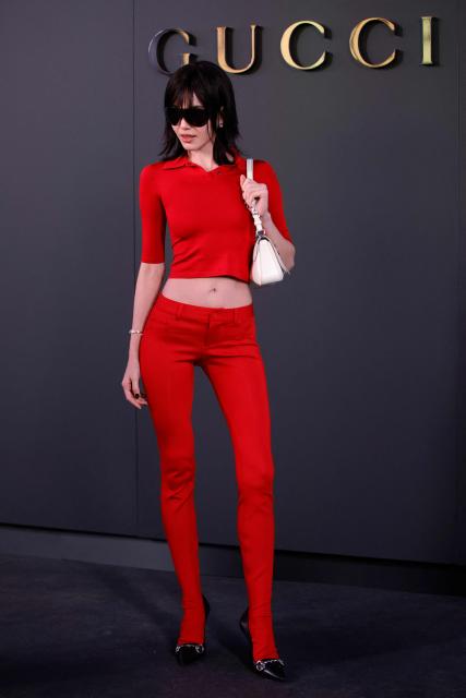 Thai actress Davika Hoorne attends the Gucci Cruise 2027 collection fashion show at Times Square in New York on May 16, 2026. (Photo by Leonardo MUNOZ / AFP)