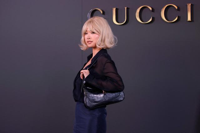 Angelene Sun attends the Gucci Cruise 2027 collection fashion show at Times Square in New York on May 16, 2026. (Photo by Leonardo MUNOZ / AFP)