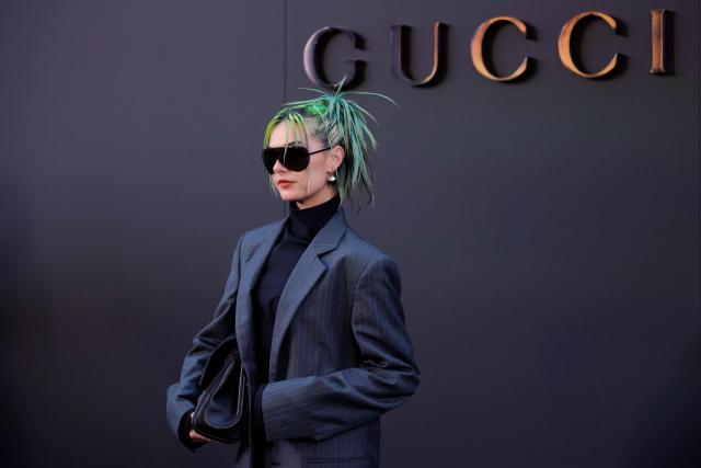 Emma Rogue attends the Gucci Cruise 2027 collection fashion show at Times Square in New York on May 16, 2026. (Photo by Leonardo MUNOZ / AFP)