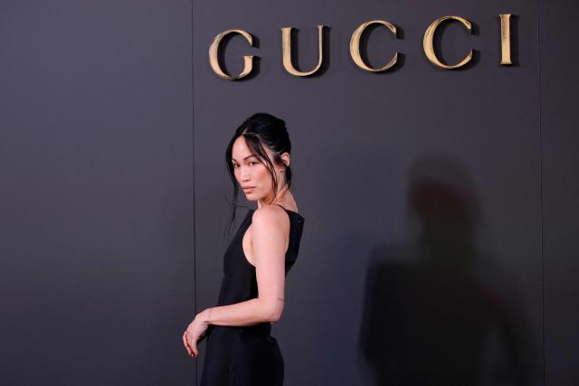 US actor Stephanie Suganami attends the Gucci Cruise 2027 collection fashion show at Times Square in New York on May 16, 2026. (Photo by Leonardo MUNOZ / AFP)