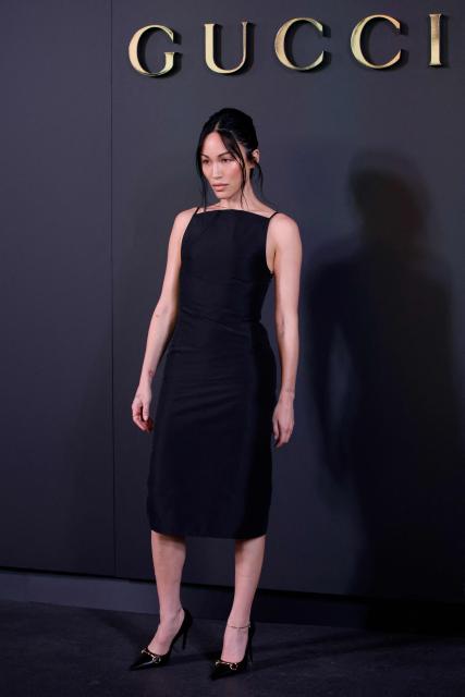 US actor Stephanie Suganami attends the Gucci Cruise 2027 collection fashion show at Times Square in New York on May 16, 2026. (Photo by Leonardo MUNOZ / AFP)