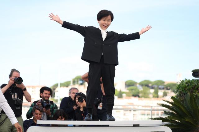 Japanese actor Rimu Kuwaki poses during a photocall of the film "Sheep in The Box" at the 79th edition of the Cannes Film Festival in Cannes, southern France on May 17, 2026. (Photo by Valery HACHE / AFP)