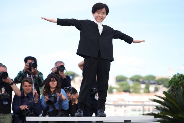 Japanese actor Rimu Kuwaki poses during a photocall of the film "Sheep in The Box" at the 79th edition of the Cannes Film Festival in Cannes, southern France on May 17, 2026. (Photo by Valery HACHE / AFP)