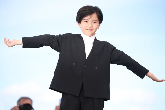 Japanese actor Rimu Kuwaki poses during a photocall of the film "Sheep in The Box" at the 79th edition of the Cannes Film Festival in Cannes, southern France on May 17, 2026. (Photo by Valery HACHE / AFP)