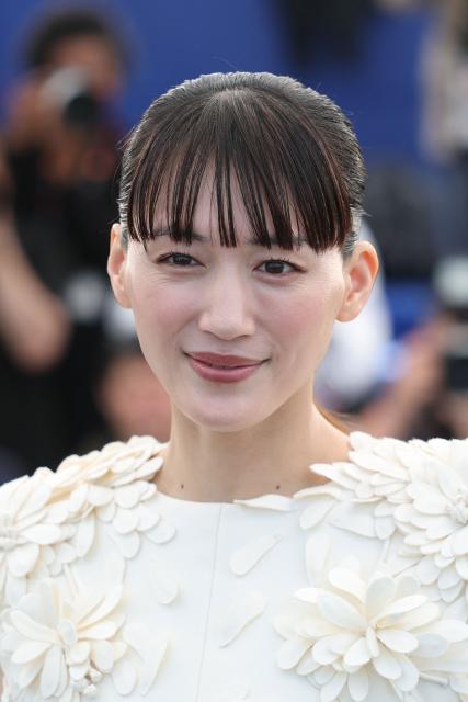 Japanese actress Haruka Ayase poses during a photocall of the film "Sheep in The Box" at the 79th edition of the Cannes Film Festival in Cannes, southern France on May 17, 2026. (Photo by Sameer AL-DOUMY / AFP)