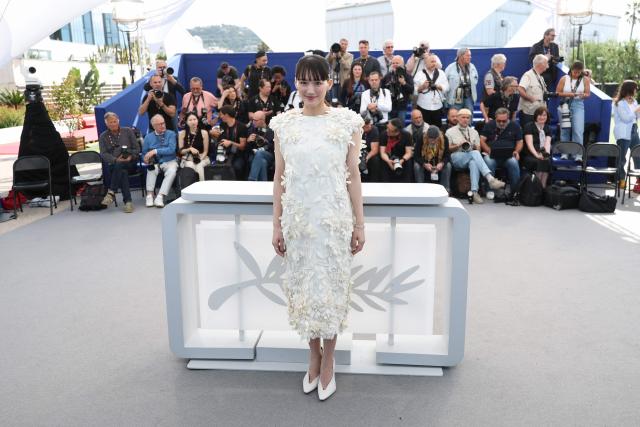 Japanese actress Haruka Ayase poses during a photocall of the film "Sheep in The Box" at the 79th edition of the Cannes Film Festival in Cannes, southern France on May 17, 2026. (Photo by Sameer AL-DOUMY / AFP)