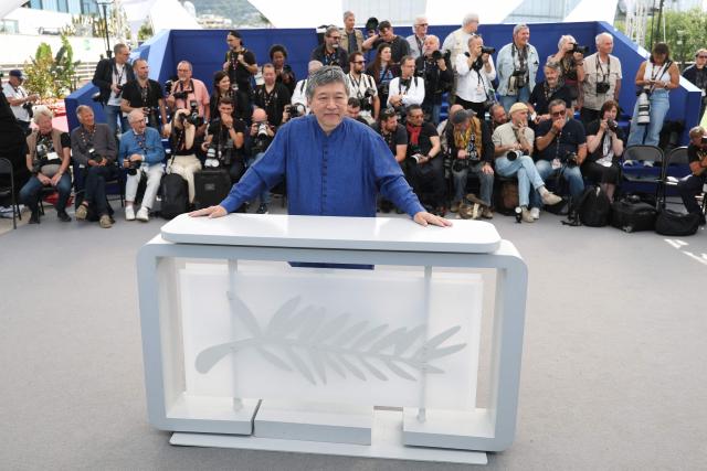Japanese director and screenwriter Hirokazu Kore-eda poses during a photocall of the film "Sheep in The Box" at the 79th edition of the Cannes Film Festival in Cannes, southern France on May 17, 2026. (Photo by Sameer AL-DOUMY / AFP)